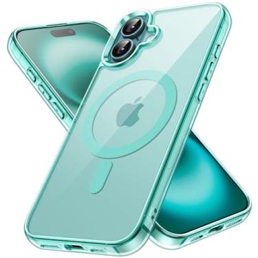 Imagem de JETech Capa Magnética para iPhone 16 Plus 6,7 Polegadas Compatível com MagSafe, Case Protetora de Telefone à Prova de Choque, Capinha Parte Traseira Transparente Anti-Riscos (Azul Verde)