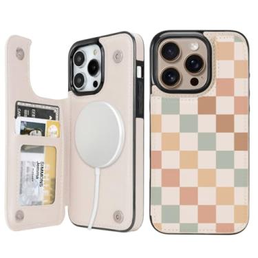 Imagem de uCOLOR Capa carteira para iPhone 13 Pro Magsafe com compartimento para cartão 【Compatível com MagSafe】 Design com bloqueio de RFID de couro PU flip folio (Vibrações de verificação pastel, iPhone 13