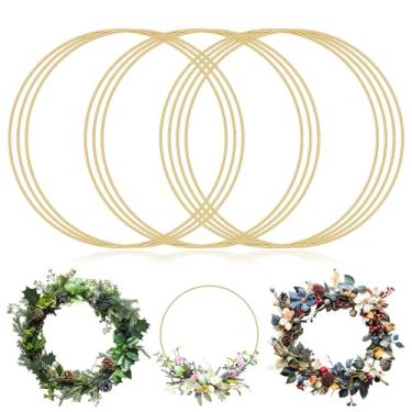 Imagem de Argolas de metal de 30,5 cm para artesanato, 10 peças de argola de macramê floral dourada para apanhador de sonhos para decoração de guirlanda de casamento, decoração de parede, suprimentos de