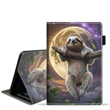 Imagem de JDHJFBFJNP Capa para tablet Amazon Fire HD 8/HD 8 Plus (12ª/10ª geração, versão 2024/2022/2020), capa flip de couro PU com suporte para cartão e porta-lápis, preguiça fofa