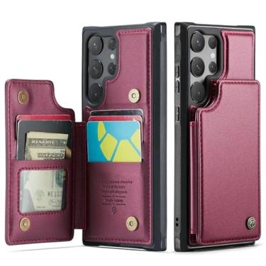 Imagem de HJZSZX Para Samsung S23 FE Luxury Leather Wallet Card Case Flip Stand Cover (Para Samsung S23 FE/Vermelho)