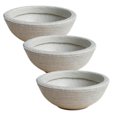 Imagem de vaso para plantas e flores mini cuia bacia 22cm cactos suculentas decoração (Cinza, 3 unidades)