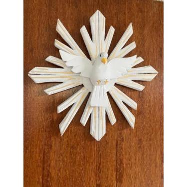 Imagem de Divino Espírito Santo em Madeira 28 cm – Arte Sacra para Parede