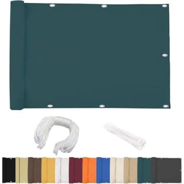 Imagem de Biombo De Privacidade Para Varanda, 80x1400cm, Cobertura Para Varanda, Opaco, Com Ilhós, Abraçadeiras E Cordão De Nylon, Mediante Pagamento, Varanda, Terraço, Jardim, Dunkelgrün, 60x550cm