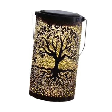 Imagem de Baoblaze Lanterna solar de metal à prova de intempéries, luzes decorativas para áreas externas, lâmpada de metal suspensa para caminho, presentes para, árvore