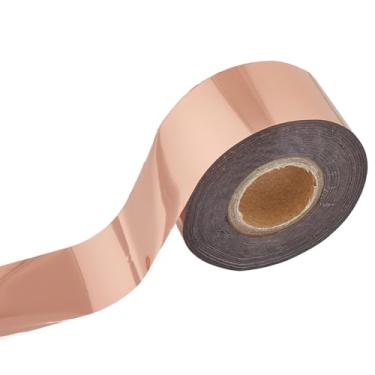 Imagem de CRASPIRE Rolo de papel laminado a quente 120 m ouro rosa PET rolo de transferência de calor 3 cm de largura para máquina de bronzeamento de couro PU anodizado dourado