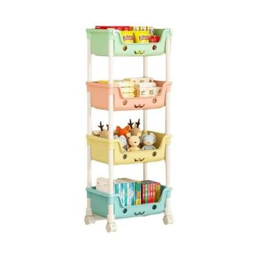 Imagem de Carrinho De Armazenamento De Brinquedos Móvel Giratório, Polia, Estant