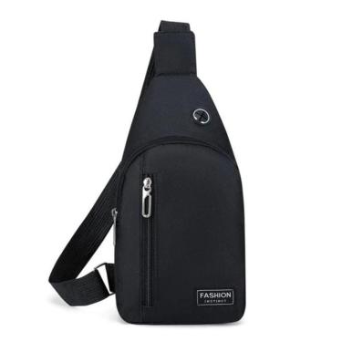 Imagem de Bolsa Mochila Impermeável Transversal Crossbody Pochete De Peito Portátil Alça única Ajustável Preto