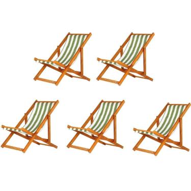 Imagem de Kit 5 Cadeiras Espreguiçadeira Preguiçosa Dobrável Mel Sem Braço