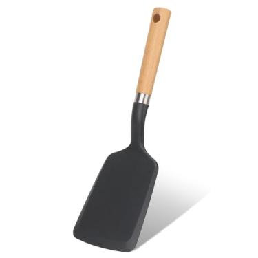 Imagem de Svailse Espátula de silicone, espátulas de panqueca resistentes ao calor para panelas antiaderentes, utensílios de cozinha com cabo de madeira para servir, assar, fritar, ovo, peixe e hambúrguer (1