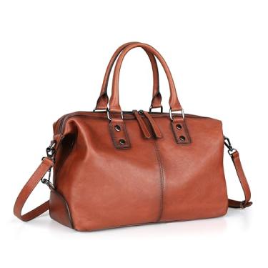 Imagem de BILIYA Bolsa feminina vintage de couro legítimo, alça superior, ombro e tiracolo com caixa de presente