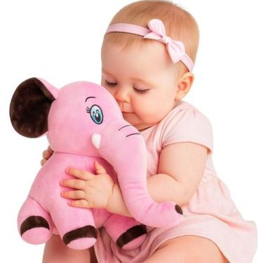 Imagem de Brinquedo de Pelúcia Bebê Elefante Safari 30 Cm Antialérgico Lavável -