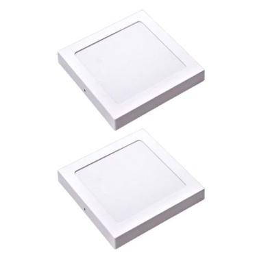 Imagem de Kit 2 Painel Plafon LED Sobrepor Quad Amarela 3000K 24W 29cm - Avant