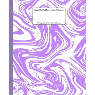 Imagem de Liquid Marbled Composition Notebook: Purple Liquid Marble Wide Ruled Paper Subject Book (School Essentials)