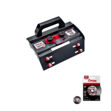 Imagem de Kit base de corte 45 graus Cortag com disco diamantado 110mm vidro ou 