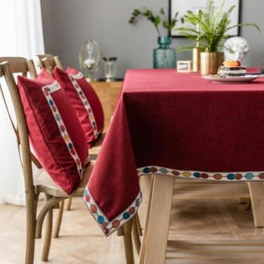 Imagem de KAIJIE Toalha de mesa quadrada lavável com estampa jacquard imitando algodão e linho, para jantar, ao ar livre, casamentos e restaurantes, decoração de dia dos namorados, Páscoa, 100 x 160 cm