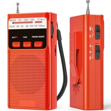 Imagem de Goodes Rádio Am Fm portátil com leitor de MP3, rádio transistor com melhor recepção, entrada para cartão TF, funciona com bateria recarregável, lanterna, clipe traseiro, conector de fone de ouvido