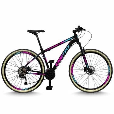 Imagem de Bicicleta Aro 29 Cripto 24 Marchas Freios Disco E Suspensão Pneu Bege - Preto/azul E Rosa - 21" Preto/azul E Rosa