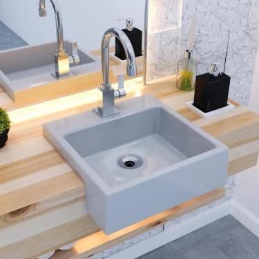 Imagem de Cuba Semi Encaixe Quadrada Xq355w Colorida Cinza