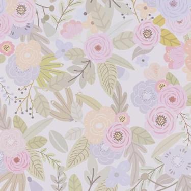Imagem de Papel de parede floral vintage - decoração de parede de papel de contato floral rosa rosa - filme de vinil de flores removível autoadesivo Boho para gaveta/armário de quarto banheiro 17,7 x 698,5 cm