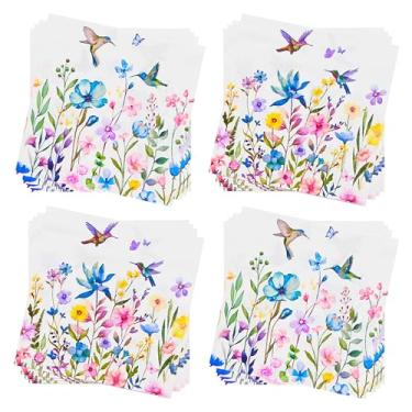 Imagem de Jagrove Guardanapos de papel, pacote com 80, 2 camadas, floral, bebida, almoço, jantar, guardanapos de papel com estampa de flores, guardanapos descartáveis para celebrações de aniversário de