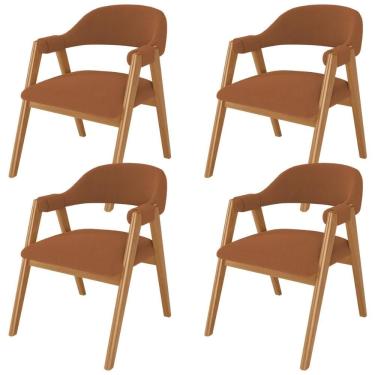 Imagem de Kit 04 Cadeiras De Jantar E Estar Living Estofada Nadja L02 Bouclê Terracota - Lyam Decor