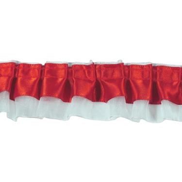 Imagem de Acabamentos de tecido com acabamento de babados de cetim, acabamento de 2 camadas de cetim de organza plissada, fita de renda plissada para costura, artesanato, cortina de vestido, decoração de fronha