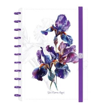 Imagem de Caderno de Disco Inteligente Personalizado Iscool G Floriografia Íris Branco