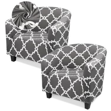 Imagem de Treaful Capa para cadeira barril, 1 peça, pacote com 2 capas de poltrona, macias, redondas e macias, com braços, capas elásticas para cadeira de clube, protetor de móveis, para bar, quarto, hotel