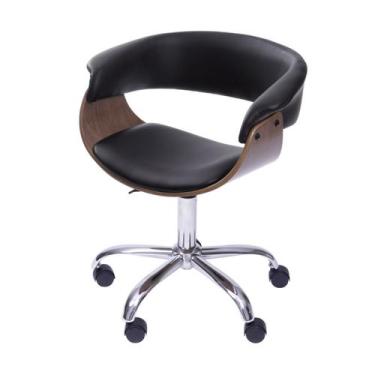 Imagem de Cadeira Escritório Diretor material sintético e Madeira Giratória Elba