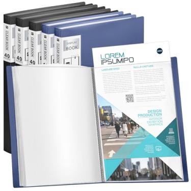 Imagem de Marspark 6 fichários com mangas de plástico grande, 21,6 x 28 cm, livro de apresentação, 40 bolsos, 80 páginas, carteira de arte, protetor de folha transparente para documentos fotográficos (preto