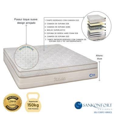 Imagem de Colchão Sankonfort Totalité Molas Superlastic Casal 138x188x35