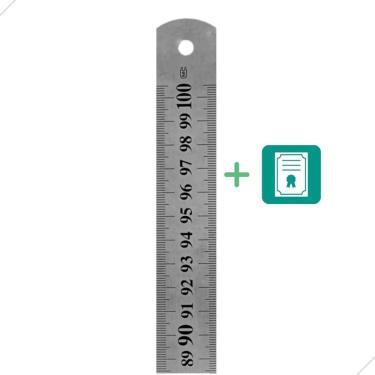 Imagem de Régua De Metal 100Cm Aço Inox + Certificado Rastreável