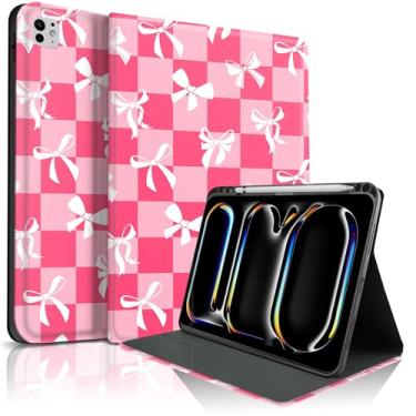 Imagem de TopPerfekt Capa para iPad Pro de 11 polegadas M4 2024 (5ª geração), gravata borboleta branca fofa chique adorável com suporte para despertar/dormir automático para crianças, meninos, meninas