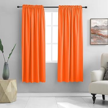Imagem de DONREN Cortinas de escurecimento de ambiente laranja claro brilhante para sala de estar - Cortinas blackout com isolamento térmico de abóbora para quarto, 2 painéis, 132 cm de largura x 160 cm de