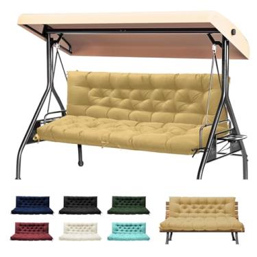 Imagem de DANGHOOGY Almofadas de balanço para varanda, almofadas impermeáveis para uso ao ar livre para móveis de pátio com encosto, almofada de substituição de balanço de pátio engrossada de 2-3 lugares 152 ×