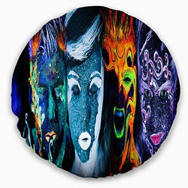 Imagem de Retrato abstrato Designart Earth Fire Air and Water' Sala de estar redonda, sofá, almofada de alta qualidade + capa de almofada impressa em ambos os lados 50 cm