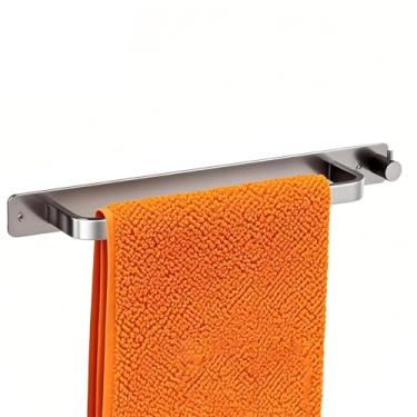 Imagem de JENHOME Barra de toalha de alumínio resistente à ferrugem, suporte de toalha de mão cinza prateado de 40 cm, toalheiro para banheiro montado na parede para cozinha, banheiro, hotel (inclui ferragens