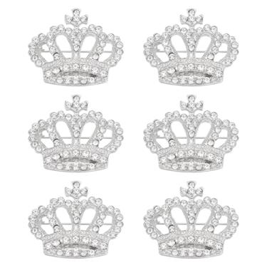 Imagem de PH PandaHall 6 peças de broche de coroa de strass de cristal broches de coroa requintados alfinetes de lapela queen de liga metálica para aniversário, festa de casamento, vestidos de Natal, ternos