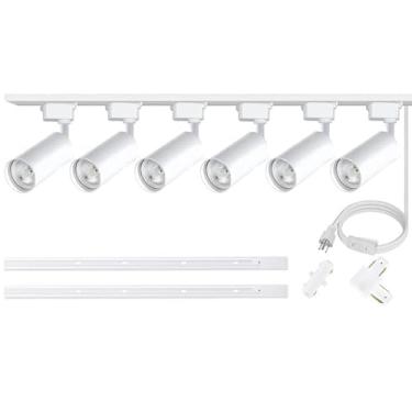 Imagem de Yuemegou Sistema de iluminação LED tipo J&L Super Brightness 25W 2000lm, luz natural de 4000K, brilho regulável de luz natural, com trilhos de trilho de 1,8 m e pacote de instalação de luminária de