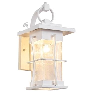 Imagem de EERU Luz de parede branca para uso externo, lanterna do crepúsculo ao amanhecer, luminárias externas, suporte de parede, varanda com sensor de fotocélula, à prova d'água, iluminação externa moderna
