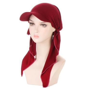 Imagem de Boné Hijab Interno de Modal Macio - Turbante para Mulheres, Vinho empo