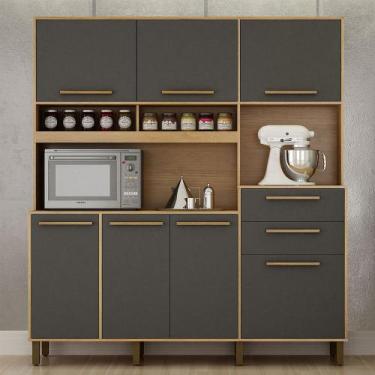 Imagem de Armário 7 Portas 2 Gavetas Fortaleza Valdemóveis, Cinamomo/Grafite