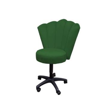 Imagem de Cadeira mocho para estética de luxo Opala - IN-9 Decor, Veludo Verde