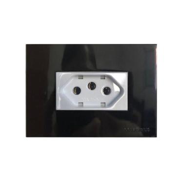 Imagem de Tomada Móvel 3 Pinos 10a Preto Ebony Branco Embutir Painel Móvel Madei