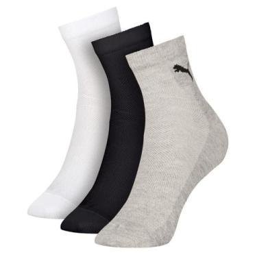 Imagem de Meia Puma Cano Médio Masculina 4510.001 C/3, Branco, Preto, Cinza mesc