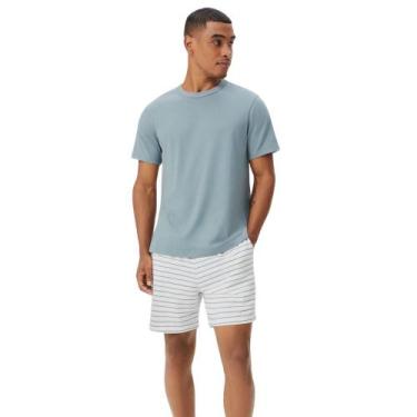 Imagem de Pijama Masculino Curto Listrado Hering - Algodão, Cinza, G