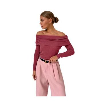 Imagem de Camiseta Feminina de Lã - Slim Fit, Manga Comprida, Ombro De Fora - Ou