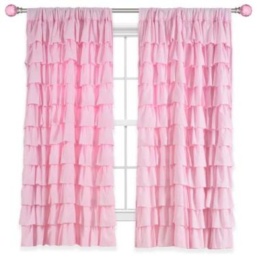 Imagem de Cortina Kotile Pink Ruffle 137 cm de comprimento, 1 painel, quarto par