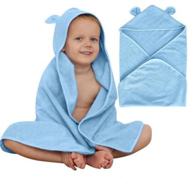Imagem de Toalha de poncho infantil Odaaa de algodão orgânico 33x33cm azul